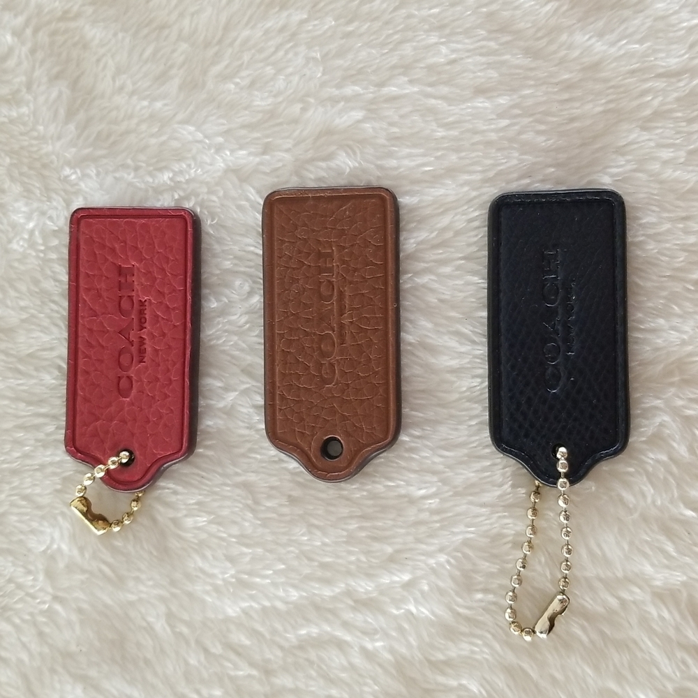 Coach leather tags x3